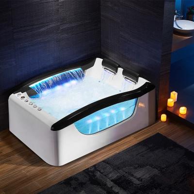 China New Arrival Bathroom 2 Person Freestanding Bath Tube Free Standing Glass Jetted Tub Bathtub Massage With Waterfall for sale