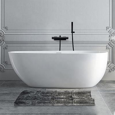 China Elegant Factory Style Egg White Acrylic Center Drain Single Soaking Freestanding Bathtub for sale