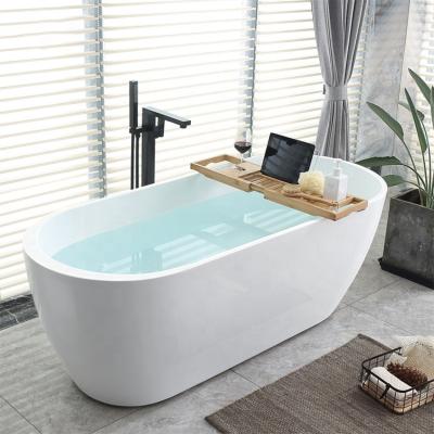 China Europe Design 1.5-1.7m White Acrylic Free Soaking Oval Type Center Drain Floor Stand Alone Freestanding Bathtub for sale