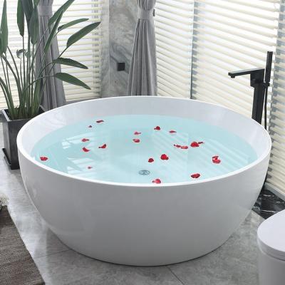 China Freestanding Multi People Around Gloss Free Finish Family Resin Hot Tub Floor Stand Acrylic Freestanding Soaking Tub for sale