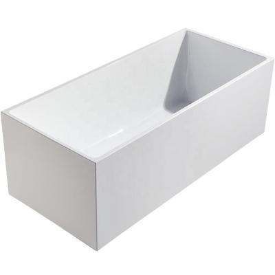 China Reversible Hot Tub Drain Rectangular White 1700mm Single Soaking Acrylic Freestanding Bathtub for sale