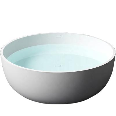 China Modern design freestanding bathroom white artificial stone solid surface/resin stone round freestanding bathtub for sale