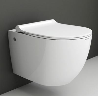 China Ceramic Rimless Double-Flow Bathroom Wall Hung WC Toilet Wall-Hung One Piece Toilet Hot Sale In Europe for sale