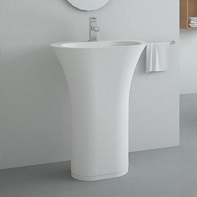 China Modern Resin Basin Freestanding Artificial Stone Rectangle Solid Pedestal Outdoor Wash Basin for sale