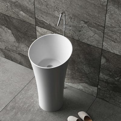 China Basin Sample Design Modern Artificial Stone Pedestal Solid Outdoor Wash Basin for sale