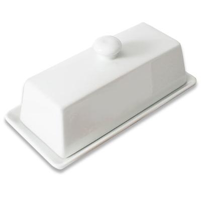 China Wholesale Viable Accept Custom Logo Rectangle Butter Dish Professional White Ceramic Dish With Lid for sale