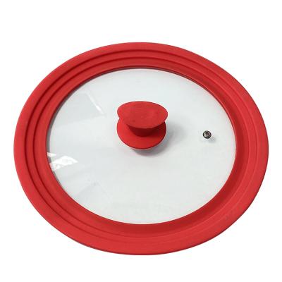 China Hot Selling Viable Large Size Red Cookware Parts Pot Cover Silicone Pot Cover Glass Lid For Pots for sale