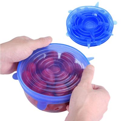 China Hot Selling 6 Size Suction Cup Lid Cover Freshness Reusable Silicone Food Cover Heat Resistant Cover Stretch Lids for sale