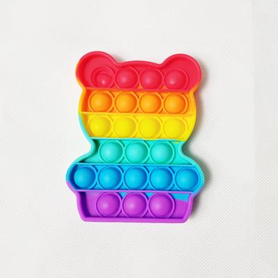 China Soft Bear Toys Push Bubble Sensory Effort Silicone Pops Up Simple Kids Rainbow Key Chain Bumbling Person Toy for sale