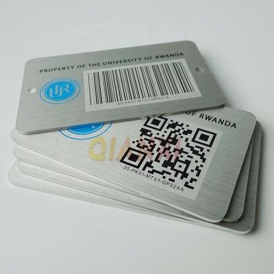 China Barcode Serial Number Code Sticker Metal Assets Aluminum Tag Waterproof/Waterproof Unique ID QR Label for sale