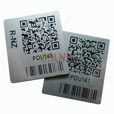 China Europe Barcode ID Label Aluminum Laser Etched Serial Number QR Code Metal Asset Tags for sale