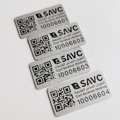 China Europe QR Code Serial Number Plate Metal Barcode Tracking Labels Assets Aluminum Tags for sale