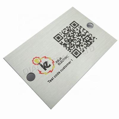 China Barcode metal serial number code sticker aluminum asset tag waterproof/waterproof unique ID QR label for sale