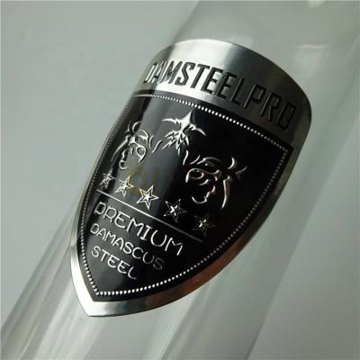 China Aluminum Foil Sticker Wine Bottle Decal Bronze Embossed Neck Waterproof Stamped Label for sale