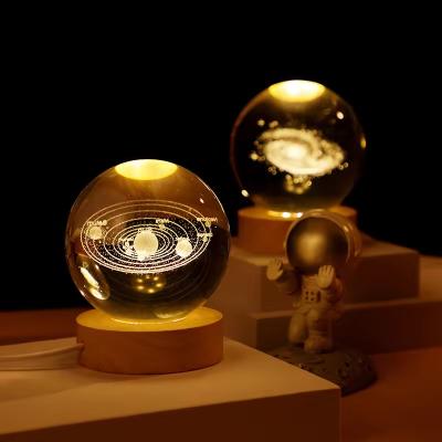 China Crystal Lamp USB Luminous 3D Art Crystal Ball Bright Glass Night Light Table Lamp for sale