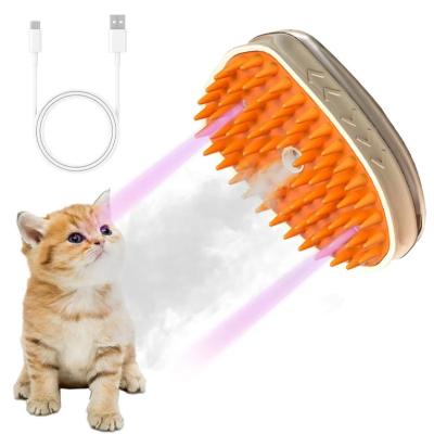 China New Cute 3 In 1 Electric Spray Hair Removal Pet Grooming Comb Pet Steamy Brush For Massage And Cleaning for sale