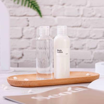 China Bottle With Flip Top Lid 100ml Spray Bottle PP Plastic Shampoo Bottle With Bare Caps Lid Cosmetic Skin Care Bottles for sale