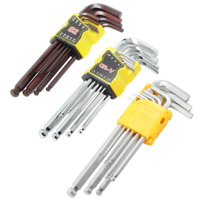 China Repair Hand Tool Long Ball End Hex Wrench Type L Type 9 PCs Set Packing for sale