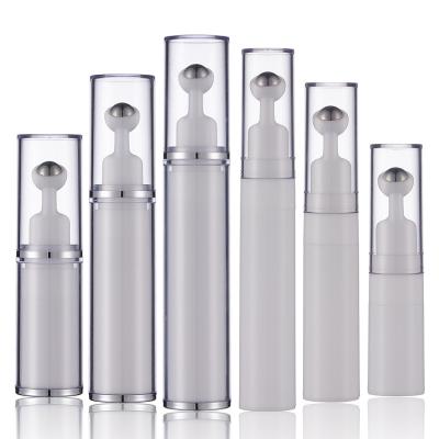 China Personal Empty Plastic Skin Care Packaging 5ml 10ml 15ml Face Eye Cream Bottle With Stainless Steel Rollerball for sale