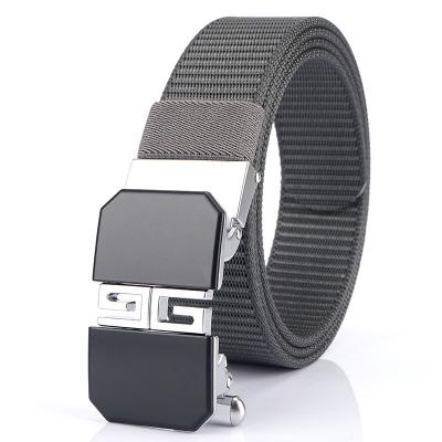 China New Arrival Mens Fashion Nylon Webbing Webbing Belt Mens Webbing Custom Cloth Belt UK Logo Design With Automatic Buckle for sale