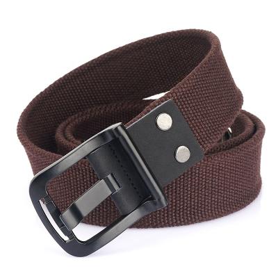 China High Quality Canvas Outdoor Thick Canvas Sports Web Belt Olive Green Pin Buckle Canvas Casual Belt For Man for sale