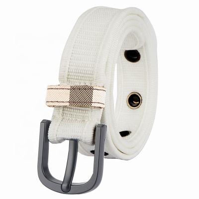 China Custom White Canvas Women and Men Designer Belt Fashion Trend Belt Golf Casual Belts With Pin Buckle For Jeans for sale