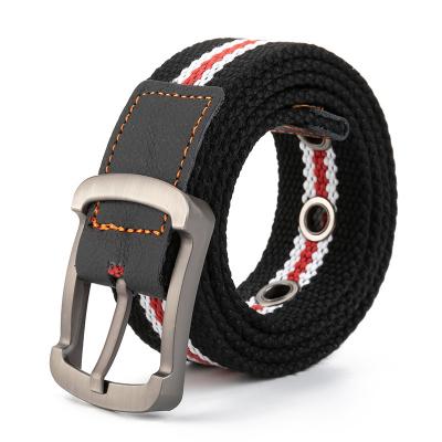 China Wholesale 3.5cm Canvas Youth Canvas Needle Buckle Belt Students Lattice Belt With Pin Buckle for sale