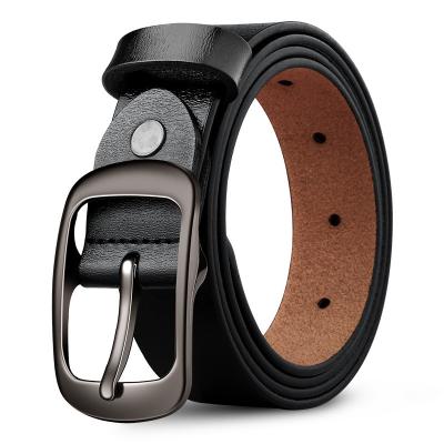 China Cowhide 30mm Wide Women Leather Belts For Jeans Pants Fashions Dress Belt For Women With Solid Pin Buckle for sale