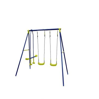 China Outdoor Fun Piece Kindergarten Playground Baby Swing Set Outdoor Meta Kids Yard Playground Seasaw Set for sale