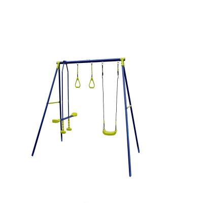 China Strong Swing Seat Kids Outdoor Playground Set Seasaw Swing Monkey Bars Set For Climbing for sale