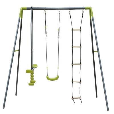 China Strong swing seat wholesale metal swing seasaw set for backyard with climbing saucer swing rope, climbing ladder for sale