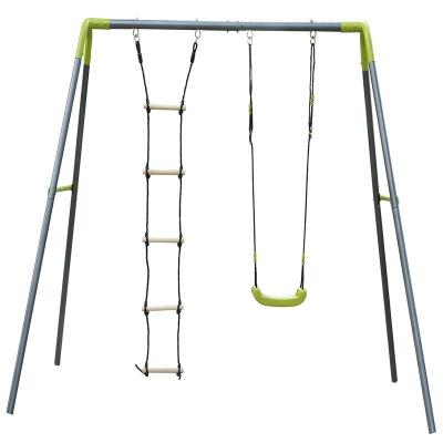 China Strong Metal Swing Set For Outdoor With Saucer Climbing Swing Rope , Climbing Ladder for sale