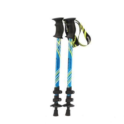 China Durable custom 3 section aviation aluminum telescopic folding trekking poles hiking travel ultralight alpenstock for adult for sale