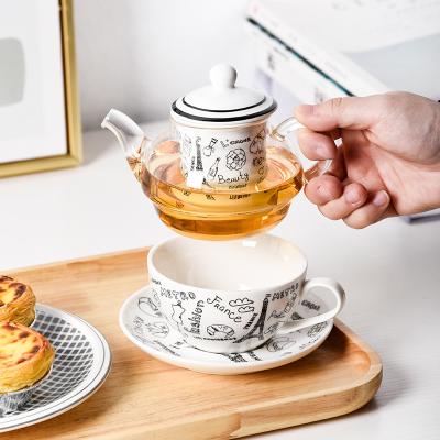 China Convenient One Person Porcelain Tea Infuser Mug With Glass And Stackable Teapot for sale