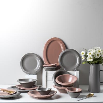 China Nordic Irregular Shape Dinnerware Ceramic Set In Morandi Color For Kitchen Tabletop for sale