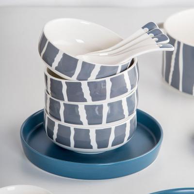 China 16-stuk keramische diner set voor Nordic groen en blauw tafelgerei in zakelijke cadeautjes Te koop