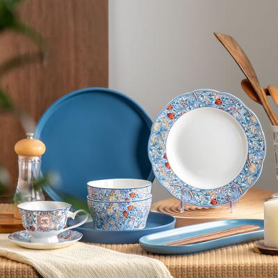 China 6-Person Bohemian Tableware Set With Ceramic Dinner Plates Bowls And Charger Plates for sale