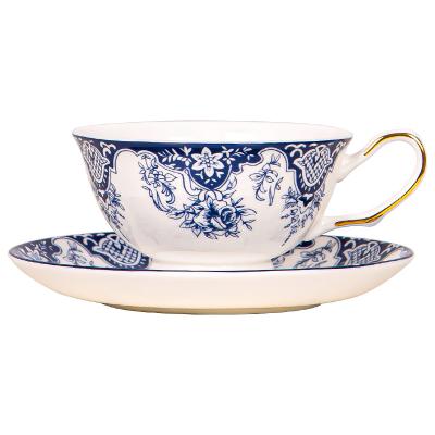 China Cups Saucers Drinkware Type Blue Tea Cup And Saucer Set For Custom Porcelain Mug for sale