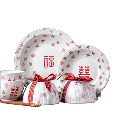 China Ceramic Dinnerware Sets  Traditional Chinese Year Decorations Spring Festival Gift Set for sale