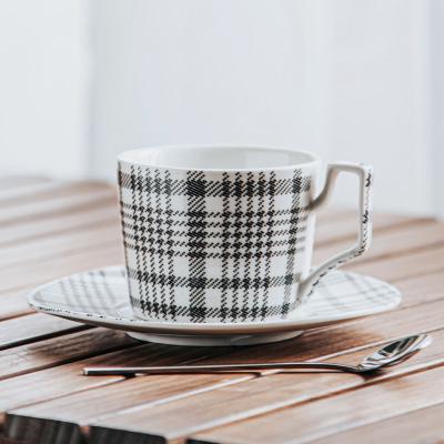 China Nordic Style Ceramic Cappuccino Cup And Saucer Set 200ml / 6.7oz With Spots Decoration for sale