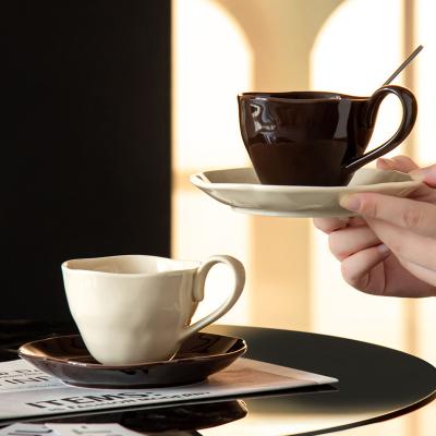 China Novelty Design Style Handmade Ceramic Coffee Cups And Saucers For Sustainable for sale