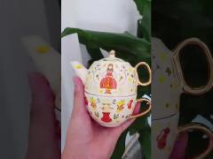 Single Teapot And Cup Set Porcelain Individual Tea Set With Wedding Gift Cup And Saucer