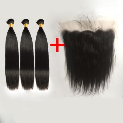 China HD Silky Straight Swiss Lace 13x6 Lace Headband With 3 Bundles Virgin Wholesale Original Cuticle Aligned Human Hair Brazilian Straight Hair for sale