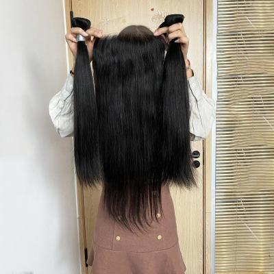 China NEW Silky Straight Brazilian Hair Weave Bundles With 7x7 HD Lace Raw Virgin Remy Hair Closure Headband Swiss Straight Hair for sale