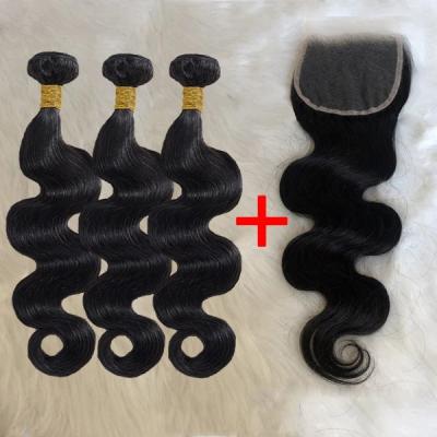 China Silky Straight Cuticle Aligned Virgin Human Hair HD Lace Swiss Closure With 3 Bundles 5x5 Lace HD Body Wave Human Hair Brazilian Hair Extension for sale