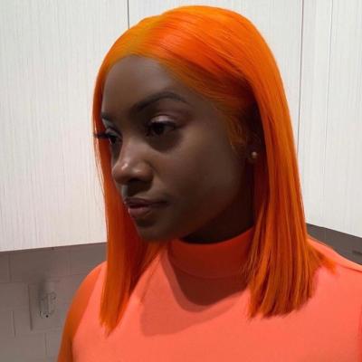 China Wholesale Cheap Straight Cuticle Aligned Orange Straight Indian Hair Lace Front Wig With Baby Hair for sale