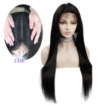 China Raw Unprocessed Wave 13X6 Lace Front Wig Brazilian Silky Straight Virgin Human Hair Pre Plucked Wigs For Black Women for sale