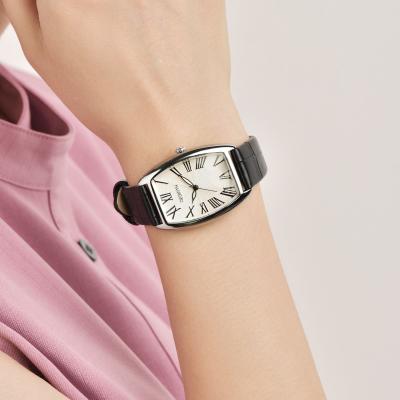 China Women wholesale 2026 stylish color women's quartz watch hot sale leather strap analog display waterproof ultra thin casual square watch for sale