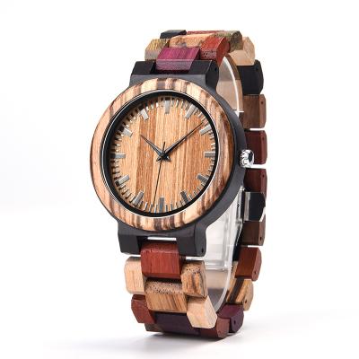 China Mens 2021 Hot Selling Amazon Date Quartz Movement Wooden Automatic Stylish Design Multicolor Automatic Dial Wooden Watch for sale