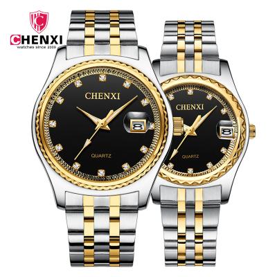 China CHENXI 8204 Full Brand Lover's Calendar Wristwatch CHENXI 8204 Stainless Steel Luxury Belt Waterproof Crystal Women Men Couple Quartz Clock Watches for sale